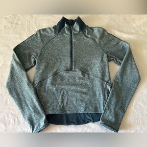 Lululemon Always Alert 1/2 Zip Heathered Petrol Blue Pullover Women’s Sz 10
